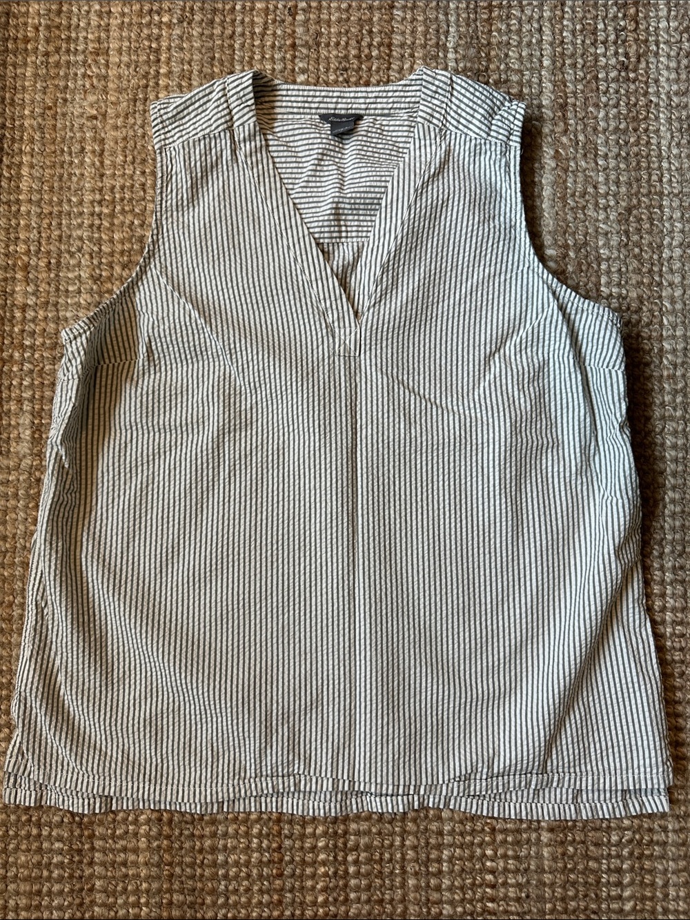 Eddie Bauer Sleeveless V-Neck Striped Tunic L
